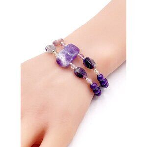 Vintage SJC Sundance Sterling Silver Amethyst Fluorite Bracelet 925 Artisan Boho